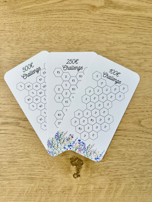 A6 100 € · 250 € · 500 € Challenge 🌷 Frühlings-Spar-Challenge