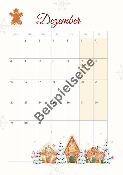 Weihnachtsplaner 2025 A5 sechsfach Lochung