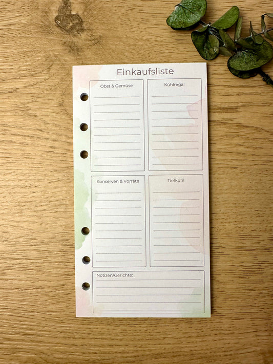 Einkaufsblock gelocht für A6 Budget Binder