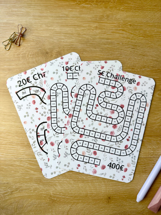 A5 5 Euro / 10 Euro / 20 Euro Challenge Blume  inkl. Budget Sheet