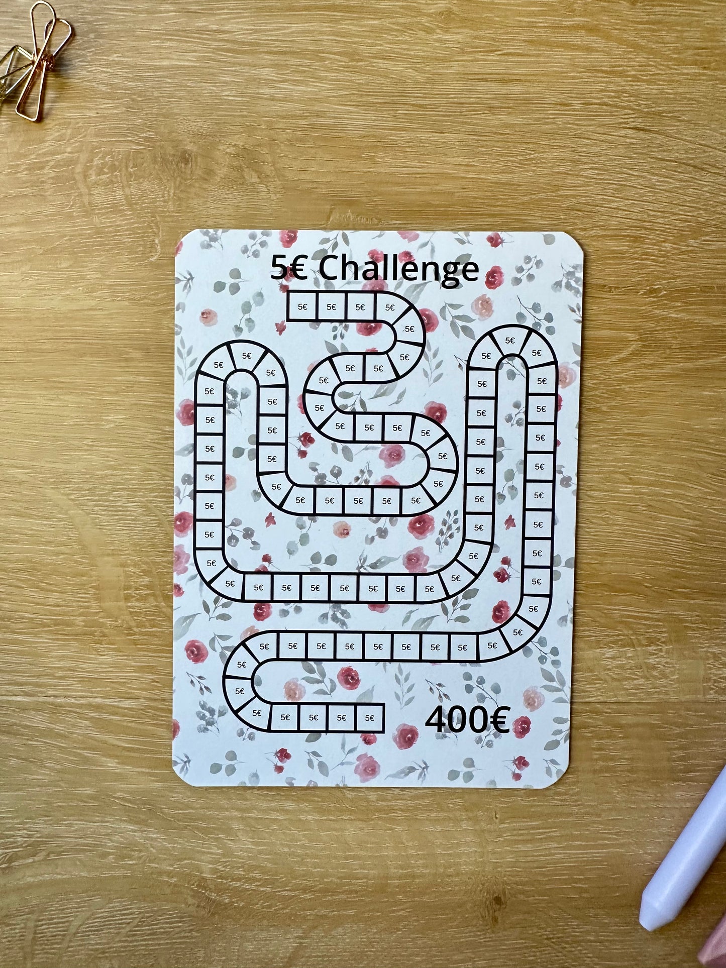 A5 5 Euro / 10 Euro / 20 Euro Challenge Blume  inkl. Budget Sheet