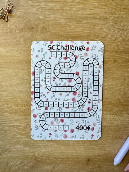 A5 5 Euro / 10 Euro / 20 Euro Challenge Blume  inkl. Budget Sheet