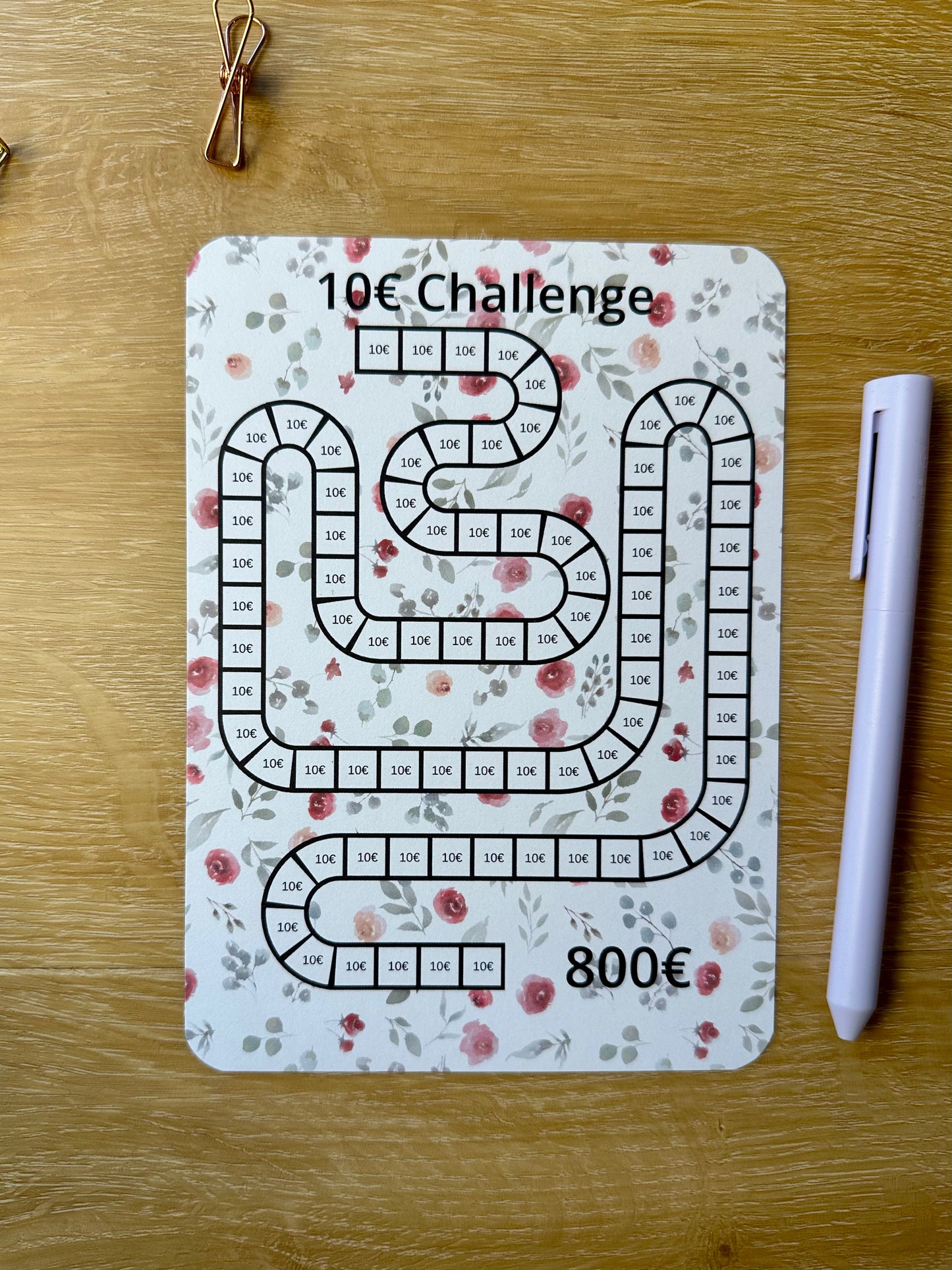 A5 5 Euro / 10 Euro / 20 Euro Challenge Blume  inkl. Budget Sheet