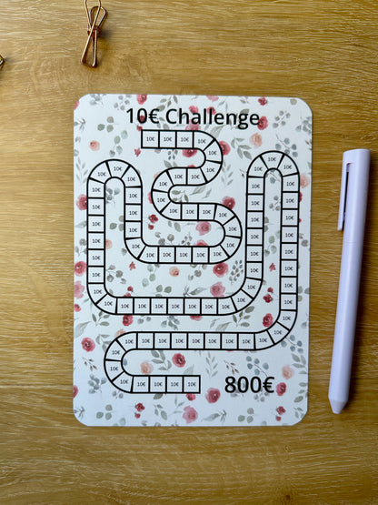 A5 5 Euro / 10 Euro / 20 Euro Challenge Blume  inkl. Budget Sheet