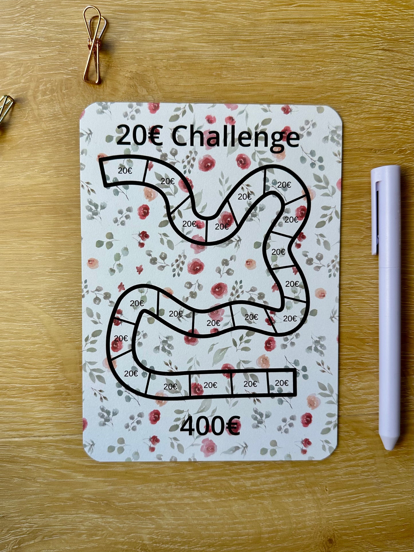 A5 5 Euro / 10 Euro / 20 Euro Challenge Blume  inkl. Budget Sheet