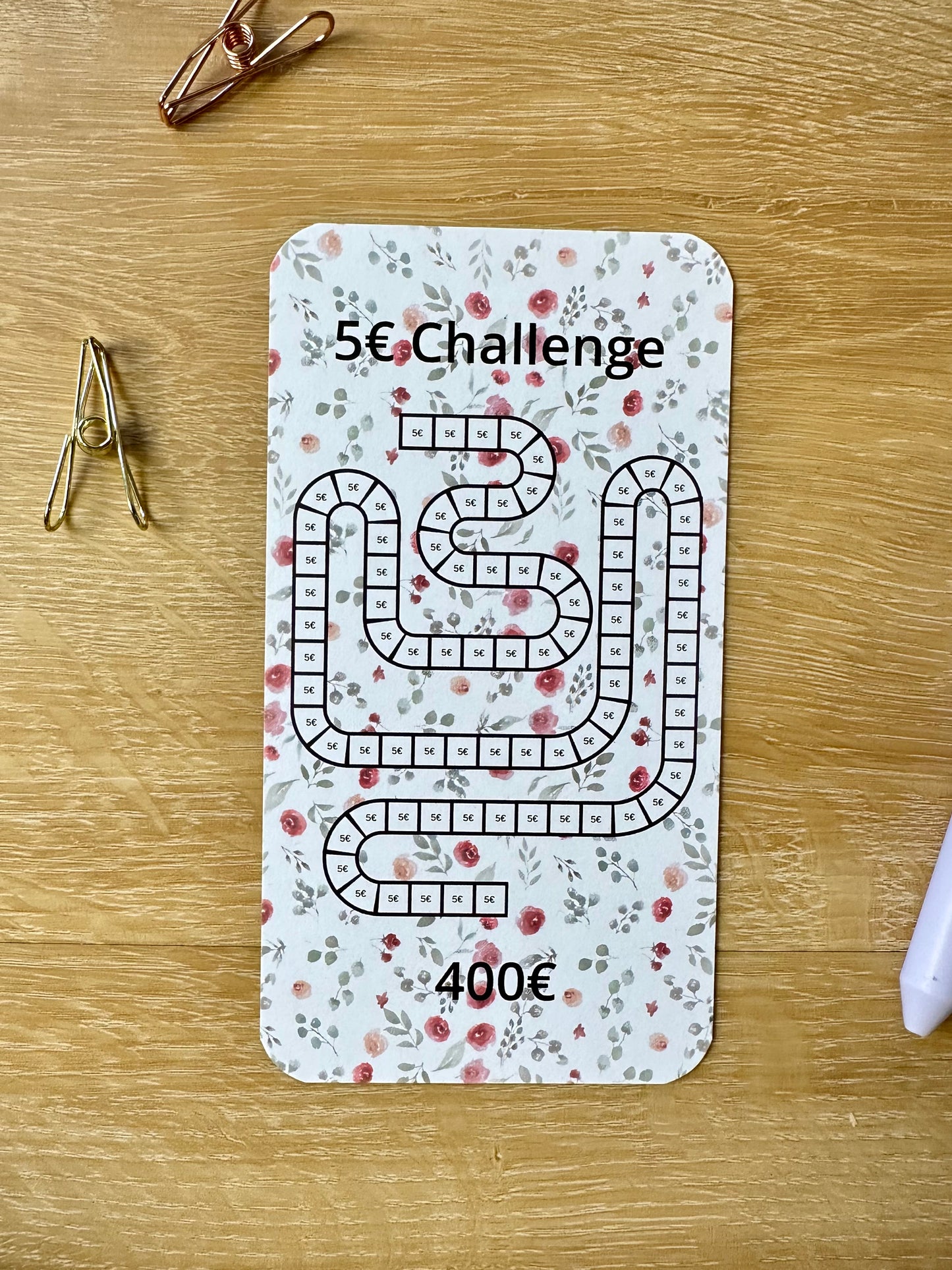 A6 5 Euro / 10 Euro / 20 Euro Challenge Blume  inkl. Budget Sheet