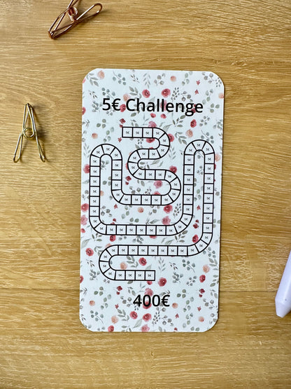 A6 5 Euro / 10 Euro / 20 Euro Challenge Blume  inkl. Budget Sheet