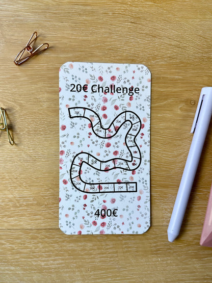 A6 5 Euro / 10 Euro / 20 Euro Challenge Blume  inkl. Budget Sheet