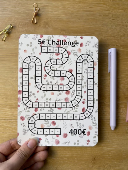 A5 5 Euro / 10 Euro / 20 Euro Challenge Blume  inkl. Budget Sheet